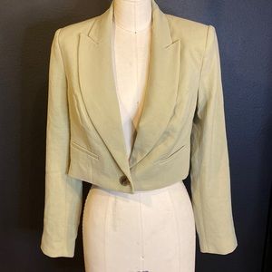 Taupe Cropped Structured Blazer from Express size XS w brown turtle shell button